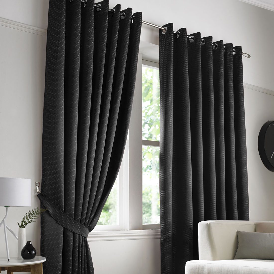 black eyelet curtains